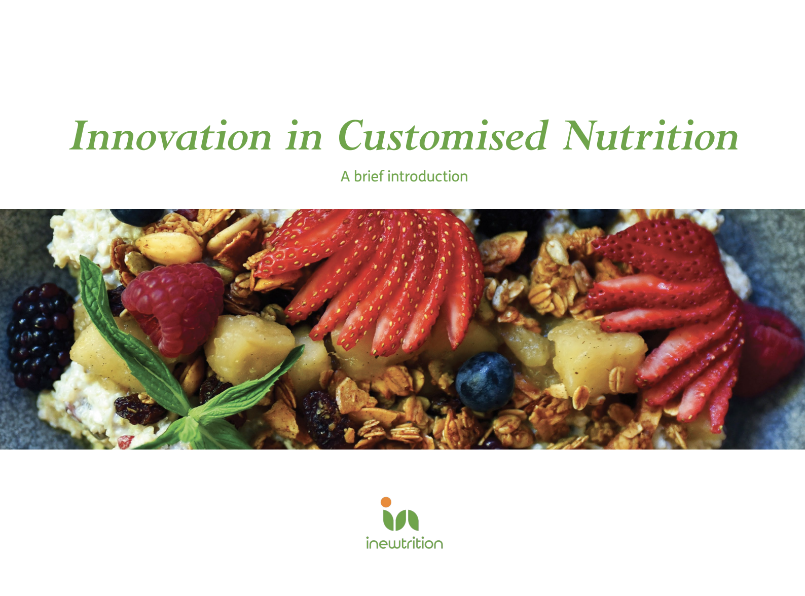 Front cover of digital download - Innovation in Customised Nutrition